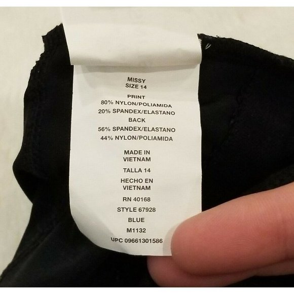 NWOT Slim Shaper Tropical Floral One Piece Swimsuit Slimming Ruching Missy 14 - Picture 9 of 10